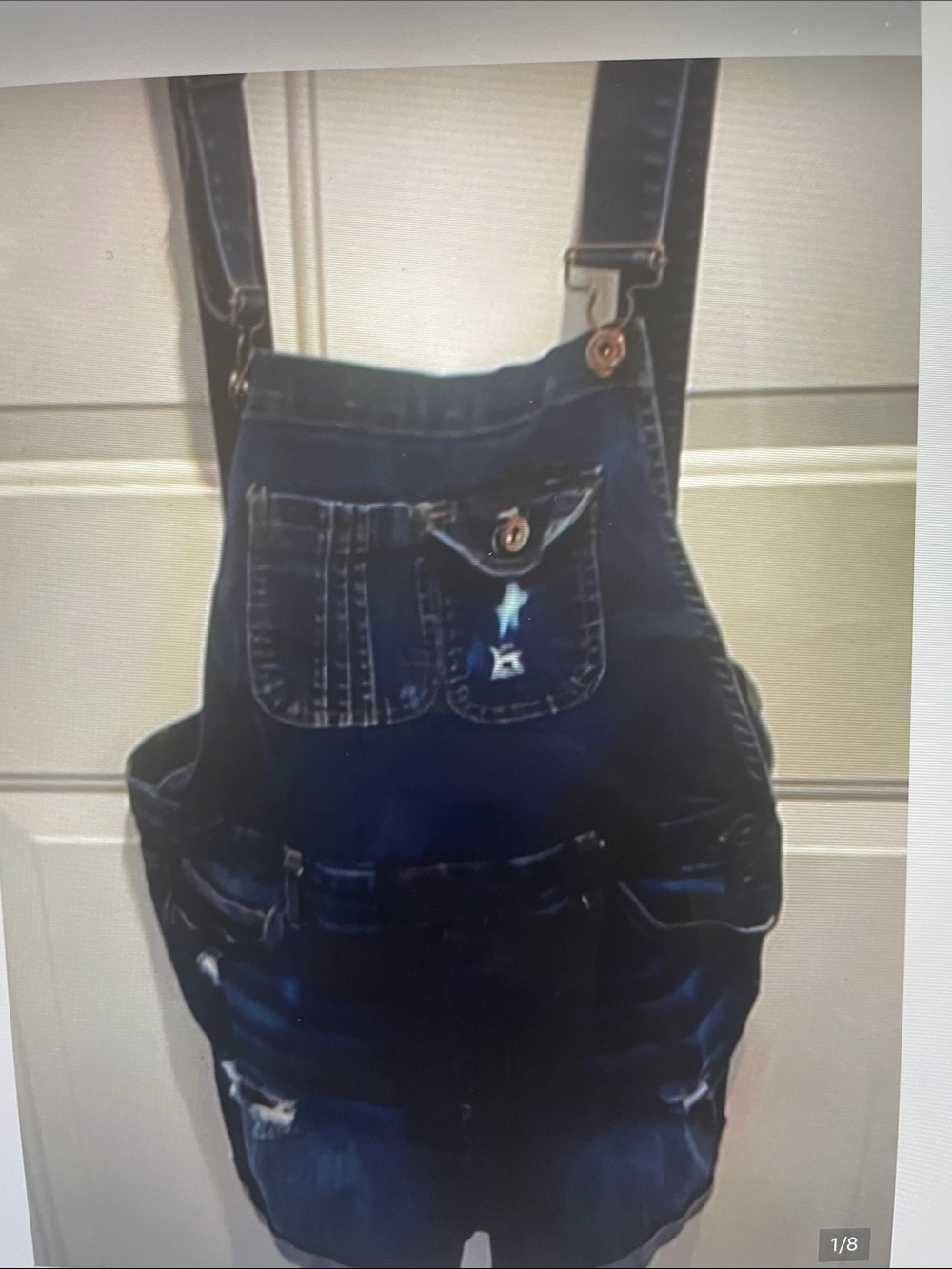 Dark Blue Women's Denim Overall Shorts